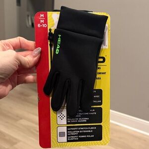HEAD Black Fleece Gloves with Green Accent